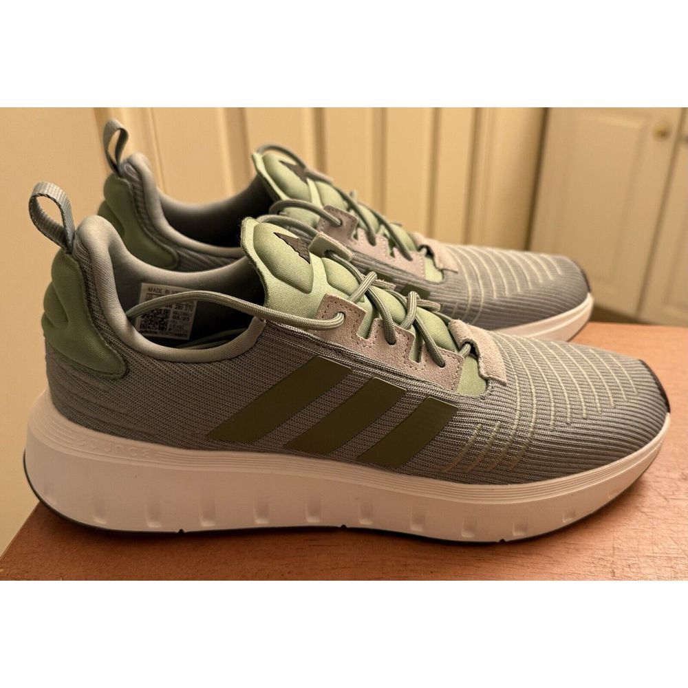 Adidas Swift‎ Runner 23 Olive/Green/ Silver/white Mens 10 #4982
